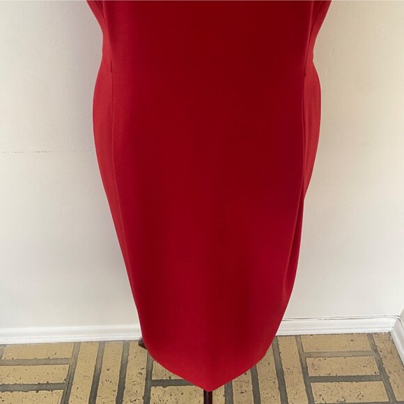 Escada Red Holiday Sheath Dress Beaded Sleeves - Picture 4 of 14